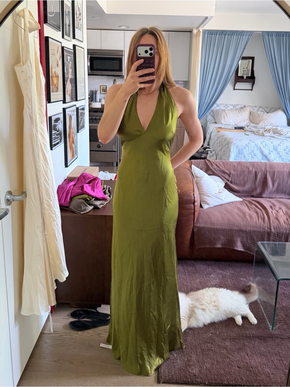 REFORMATION Daniela Silk Dress in Pear 6